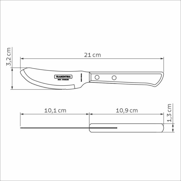 Kuchya Tramontina Pizzamesser, 10 cm, Edelstahl, FSC-zertifizierter Holzgriff, Messer, spezielle Klinge – Bild 3