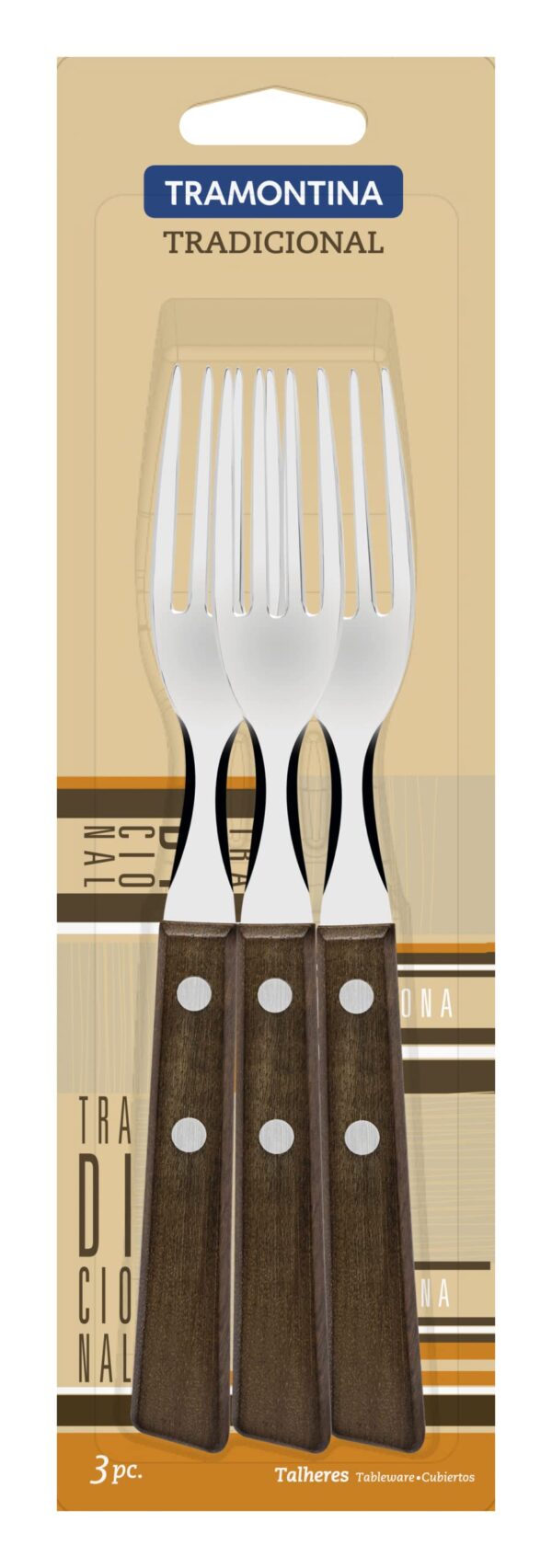 Kuchya Tramontina TRADICIONAL Steakgabel Set, 3 Stück, Naturholzgriffe – Bild 5