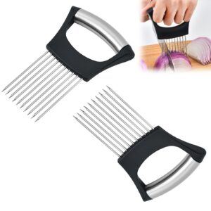 Kuchya 2 Zwiebelhalter zum Schneiden, Edelstahl Zwiebelschneider Halter Gemüse Schneidehilfswerkzeug Verstärkte